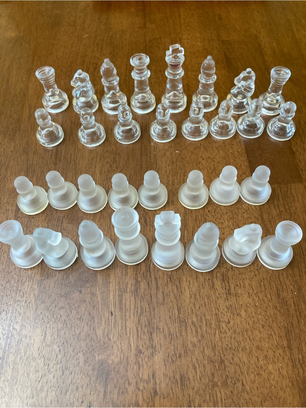 Clear and Frosted Glass Chess Set Pieces - 32-Piece Replacement No Board.